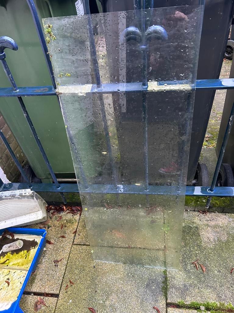 Ruit met gravure, Doe-het-zelf en Verbouw, Glas en Ramen, Ophalen, Gevelraam of Ruit, Gebruikt, Minder dan 80 cm