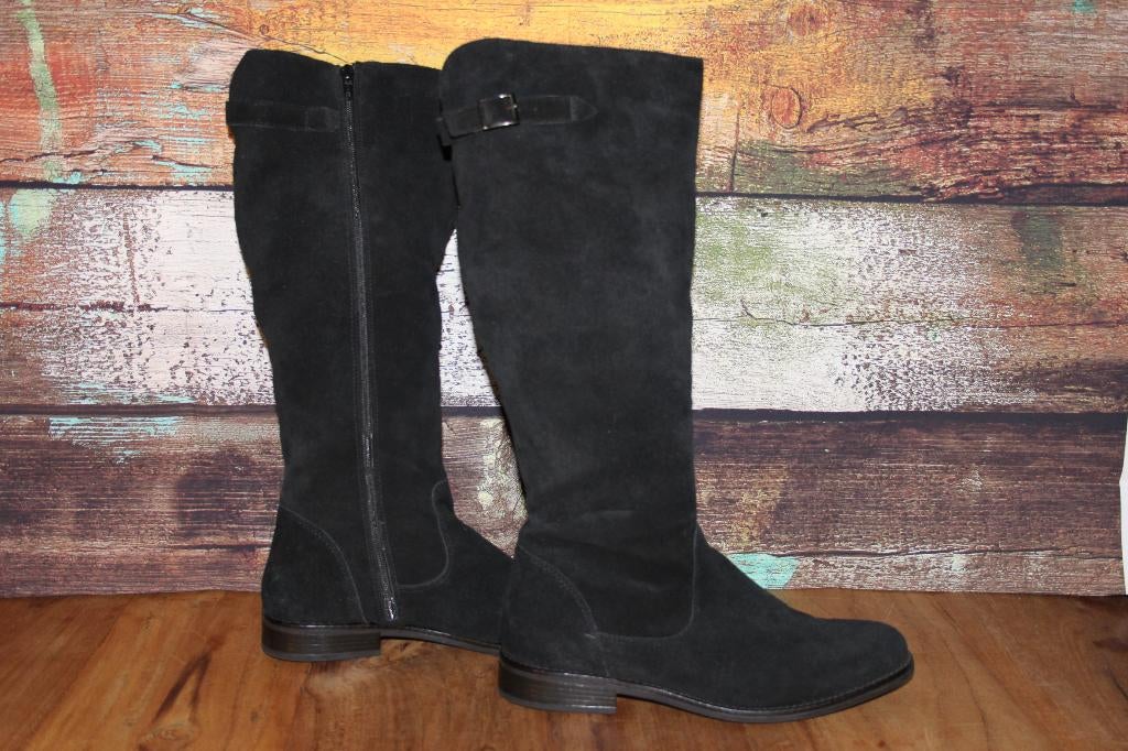 Zwarte suède laarzen, Hoge laarzen, Zwart, Nieuw, Ophalen of Verzenden
