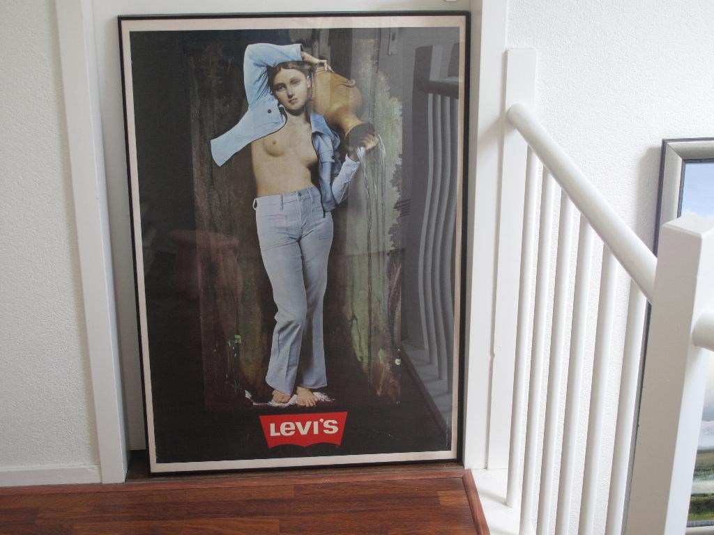 Klassieke Levi's poster, Verzamelen, Ophalen, Rechthoekig Staand, Met lijst, Zo goed als nieuw