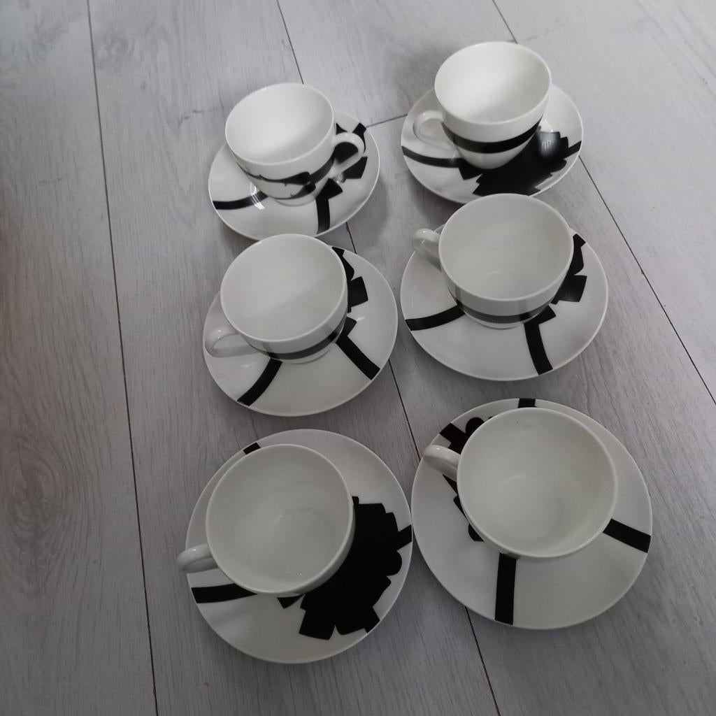 Zes kop en schotels., Ophalen of Verzenden, Zo goed als nieuw, Overige stijlen, Kop(pen) en/of Schotel(s)