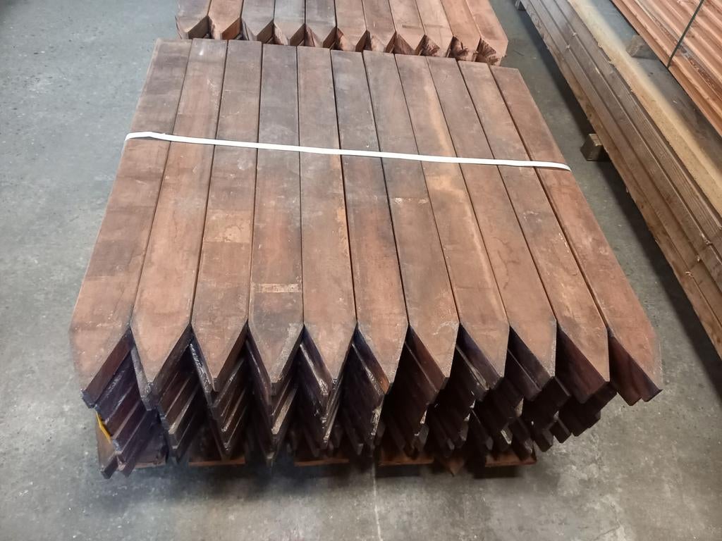 Hardhouten piketten, paaltjes, palen piketpaal 4,5 x 9 x 100, Tuin en Terras, Ophalen, Palen, Nieuw, Hardhout