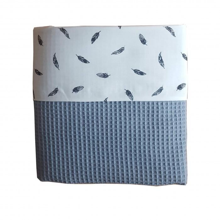 Ledikantdeken Wafelstof Blauw Veren Little Dreamzzz, Bi & Li Creaties, Overige typen, Nieuw, Ophalen of Verzenden