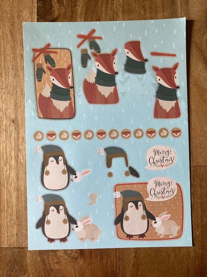 Uitdrukvel Kerst vos pinguïn konijn, Ophalen of Verzenden, Nieuw, Kerst, Knipvel