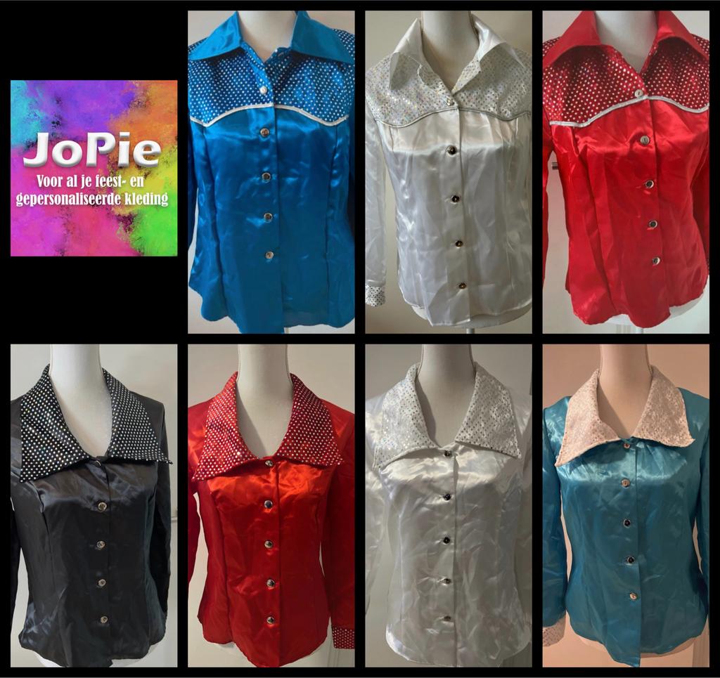 Disco Blouse met Glitter Kraag - Diverse Kleuren & Maten, Ophalen of Verzenden, Nieuw, Maat 36 (S)