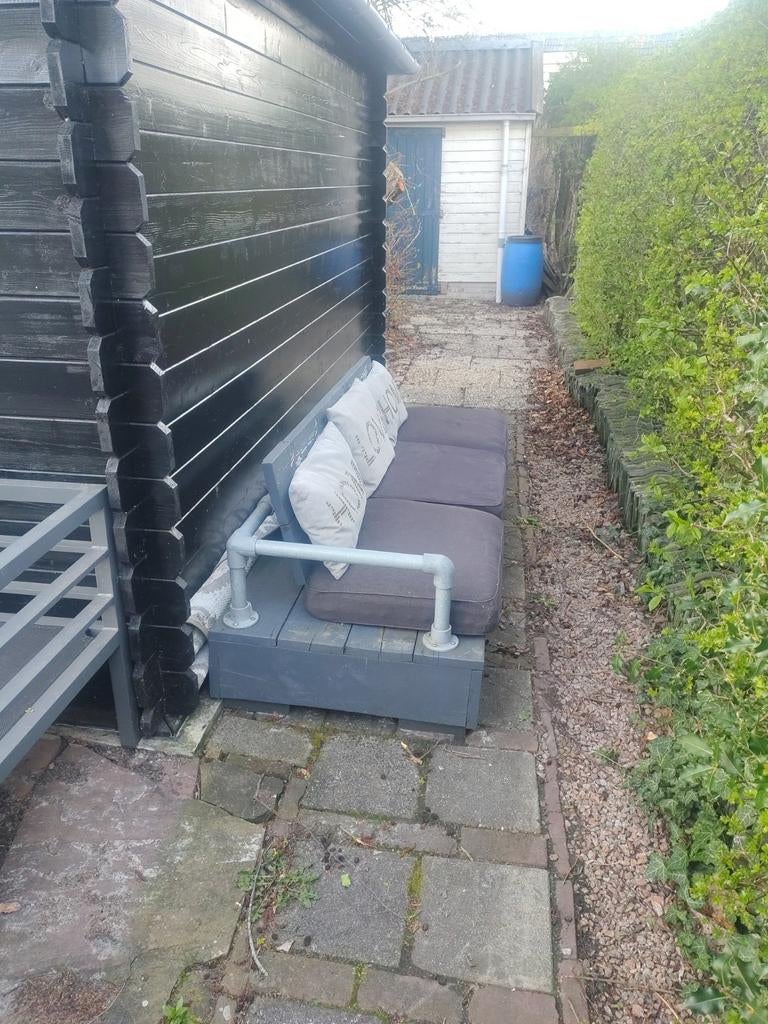 Steigerhouten bank, moderne vormgeving., Tuin en Terras, Ophalen, Hout