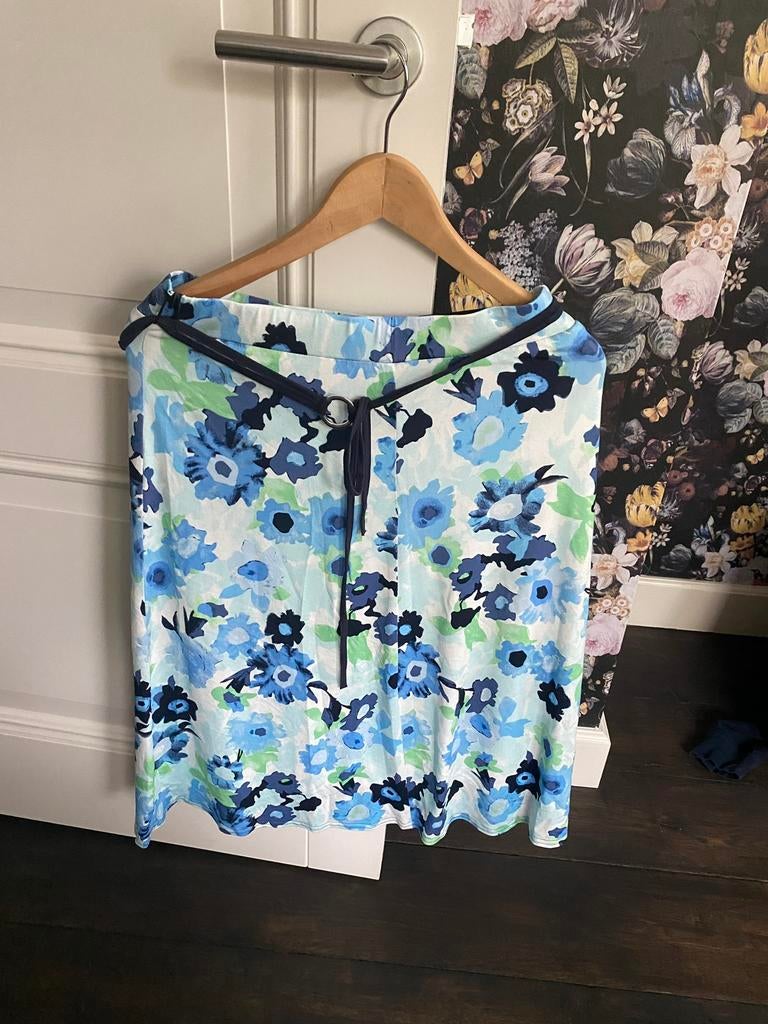 Rok midi lichtblauw bloemen merk Frank Walder mt 38, Kleding | Dames, Rokken, Maat 38/40 (M), Blauw, Ophalen of Verzenden, Zo goed als nieuw