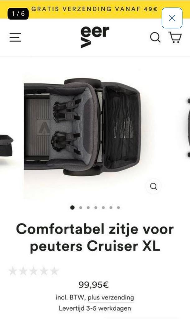 Comfortabel cruiserzitje peuter veer XL, Caravans en Kamperen, Bolderkarren, Ophalen, Zo goed als nieuw