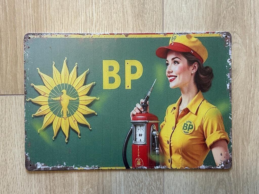 Reclamebord BP Oil 20x30, Verzamelen, Ophalen of Verzenden, Zo goed als nieuw, Reclamebord
