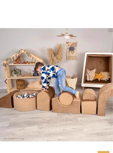 Foam blokken speelset met ballenbak - roze/Beige, Kinderen en Baby's, Speelgoed | Babyspeelgoed, Zo goed als nieuw, Overige typen