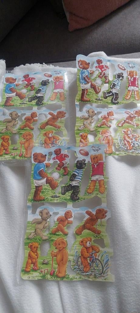 3 oude vellen beren poesieplaatjes, Ophalen of Verzenden