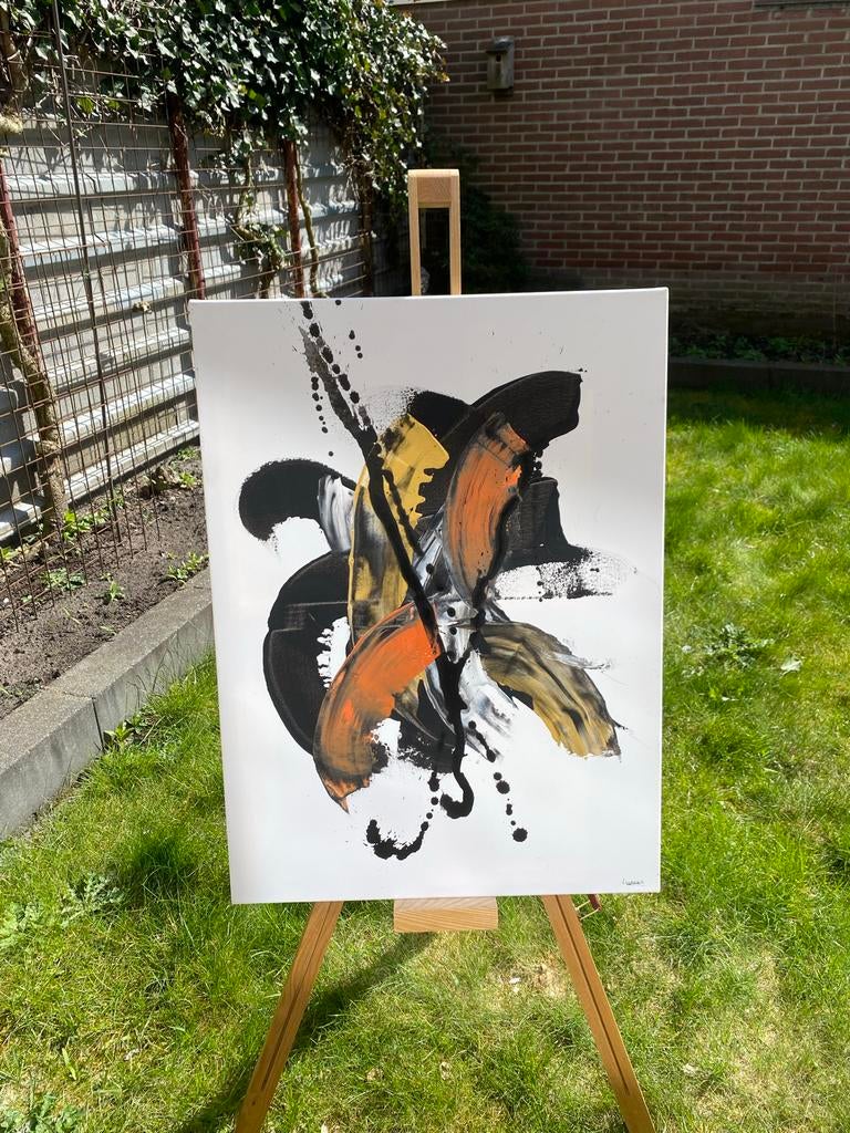 Handgemaakt abstract schilderij 55x70cm, Ophalen of Verzenden