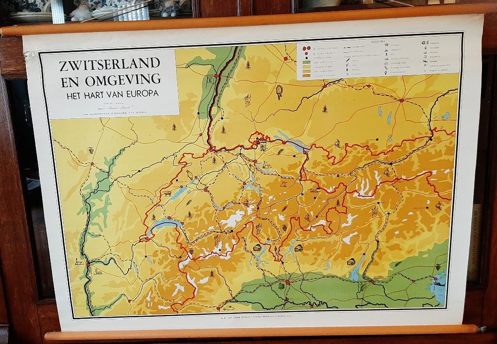 Schoolkaarten, Antiek en Kunst, Antiek | Schoolplaten, Ophalen, Aardrijkskunde