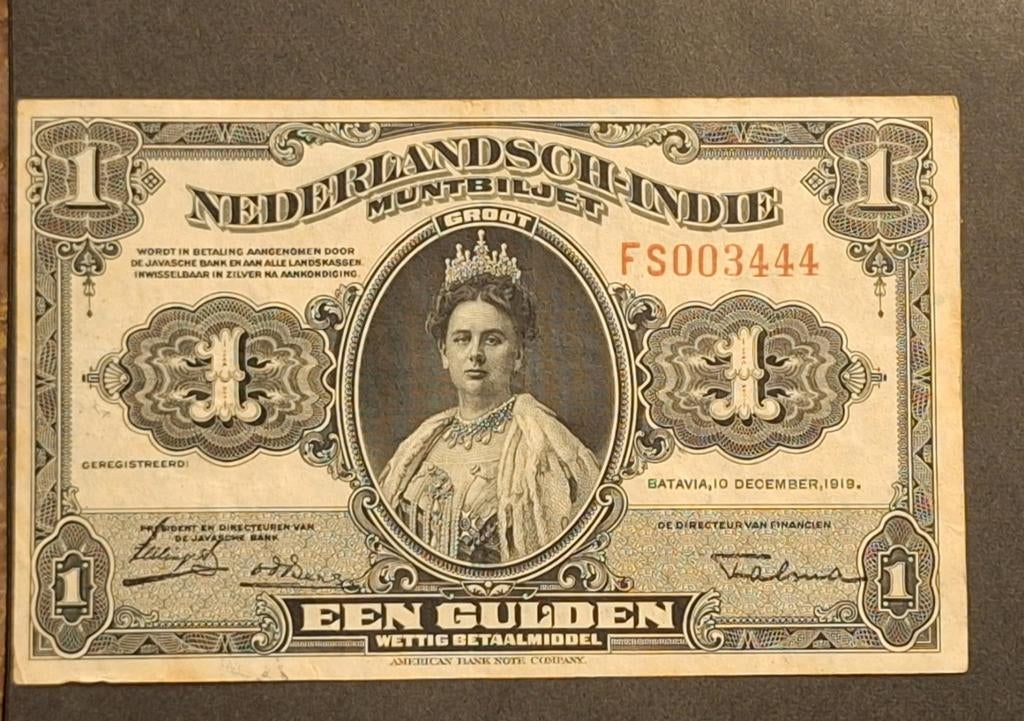 1 gulden Nederlands Indië 1919, Ophalen of Verzenden, Buitenland, Bankbiljetten