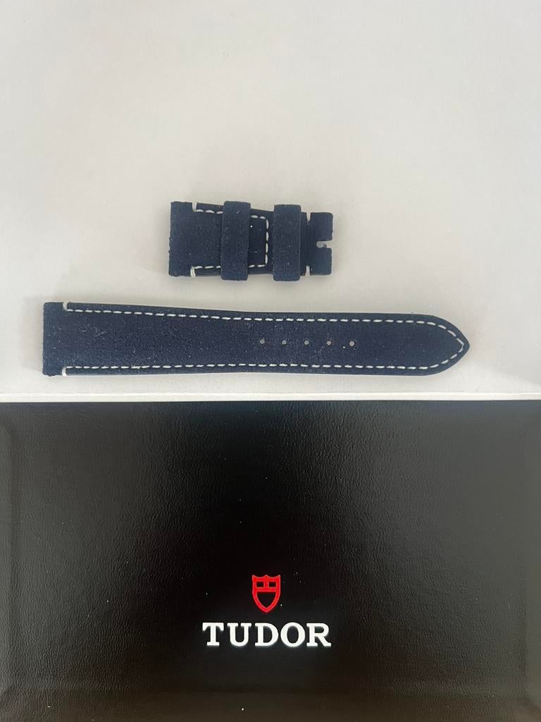 Suède band voor Tudor Black Bay 58 blauw, Sieraden, Tassen en Uiterlijk, Horloges | Heren, Overige merken, Overige materialen