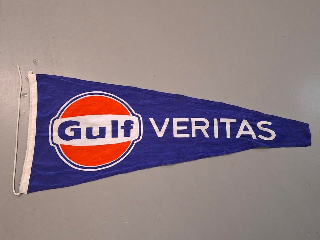 Oude katoenen Gulf scheepsvlag Veritas, Ophalen of Verzenden, Gebruikt