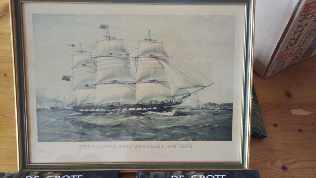 Ingelijste prent van Clipper Ship 'Anglesey', Ophalen of Verzenden, Minder dan 50 cm, Schilderij, Minder dan 50 cm