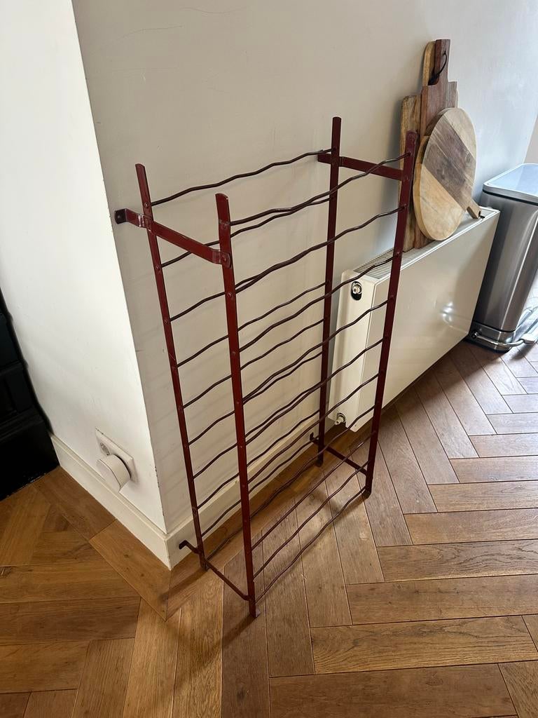 Vintage Frans wijnrek - Metaal - Ruimte voor 20 flessen, Huis en Inrichting, Woonaccessoires | Wijnrekken, Ophalen, Gebruikt, 15 tot 25 flessen
