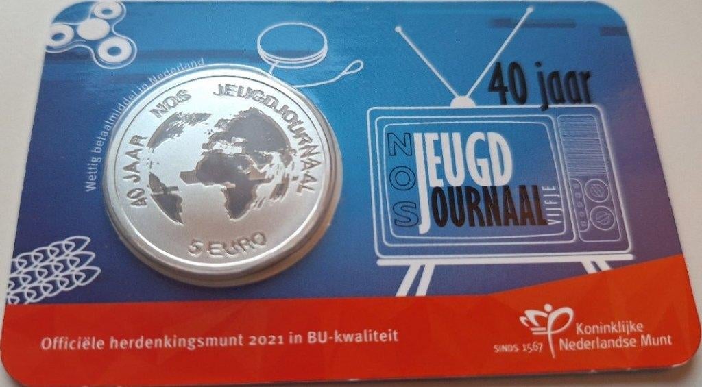 Coincard 2021 - 40 jaar Jeugdjournaal Vijfje - BU, Verzenden, Overige landen, 5 euro, Setje