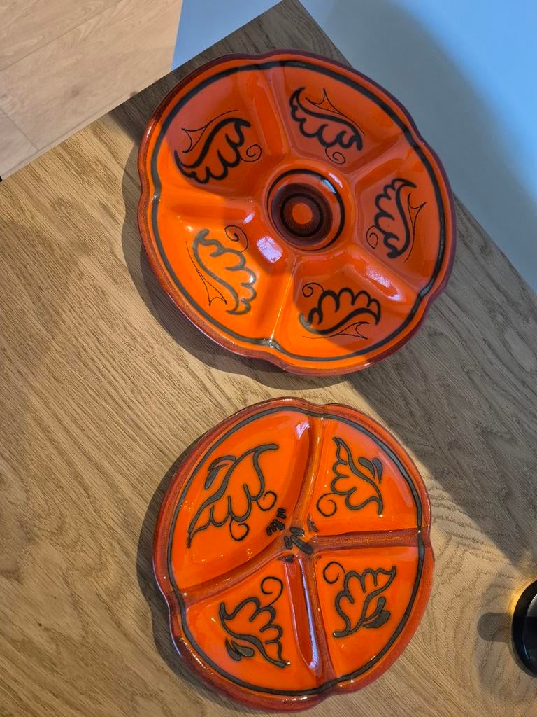 Vintage Tokio Holland Gouda schaal - Oranje met decor, Ophalen of Verzenden