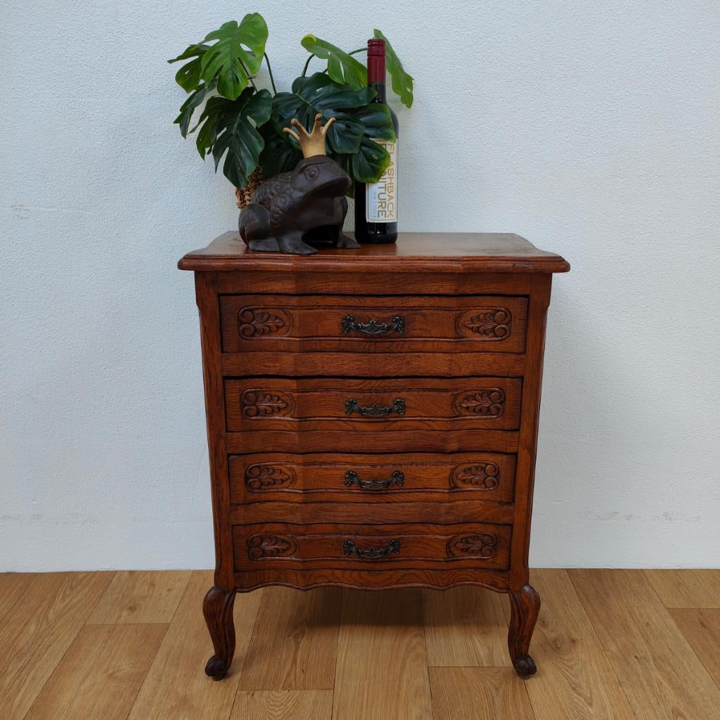 Vintage brocante landelijk ladekastje Queen Ann ladekast 106, Huis en Inrichting, Valkenswaard, Gebruikt, Info@flashbackfurniture.nl