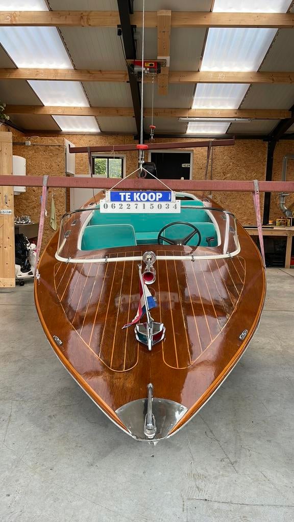 Mooie mahoniehouten speedboot, Watersport en Boten, Ophalen of Verzenden, Zo goed als nieuw, 3 tot 6 meter, Buitenboordmotor