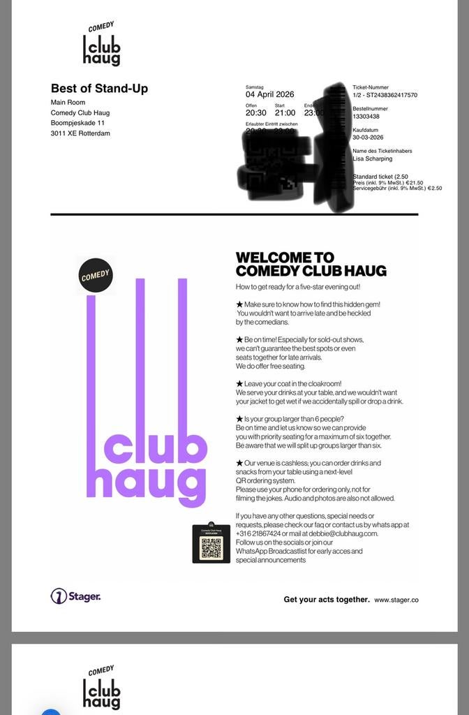 2 tickets | comedy club haug | 4-4-2026 | Best of Stand-up, Tickets en Kaartjes, Concerten | Pop, Twee personen