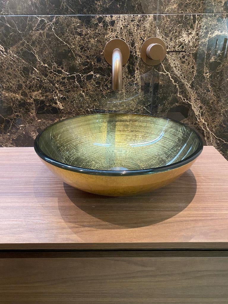 Waskom 42 x 14 cm - Sapho & brons, Ophalen of Verzenden, Glas, Wastafel