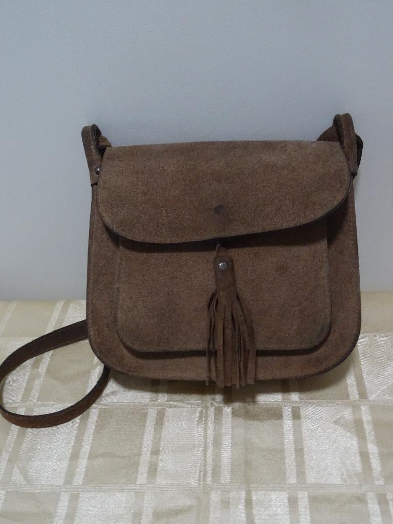Leren tas suede lederen schoudertas crossbody tas leer, Sieraden, Tassen en Uiterlijk, Overige merken, Overige kleuren, Ophalen of Verzenden