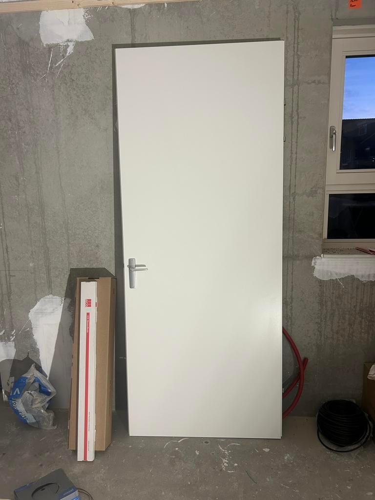 Opdek kozijn met linksdraaiende deur + bovenlicht, Doe-het-zelf en Verbouw, Ophalen, 80 tot 100 cm, 215 cm of meer, Binnendeur