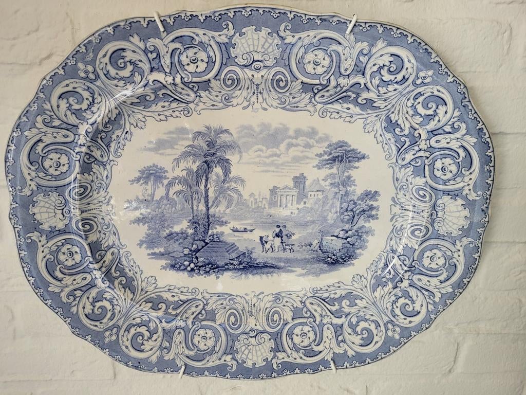 Prachtige grote Engelse serveerschaal van Charles Meigh 19e, Ophalen of Verzenden