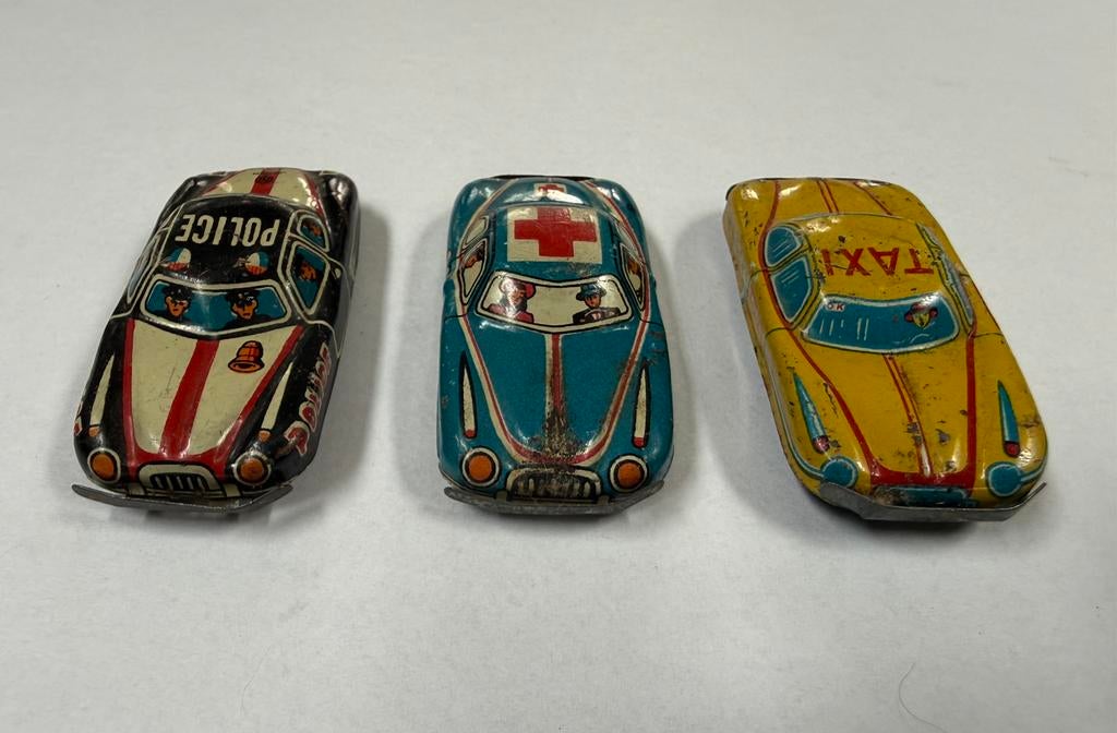Vintage blikken ziekenauto, taxi, politieauto!, Antiek en Kunst, Antiek | Speelgoed, Ophalen of Verzenden