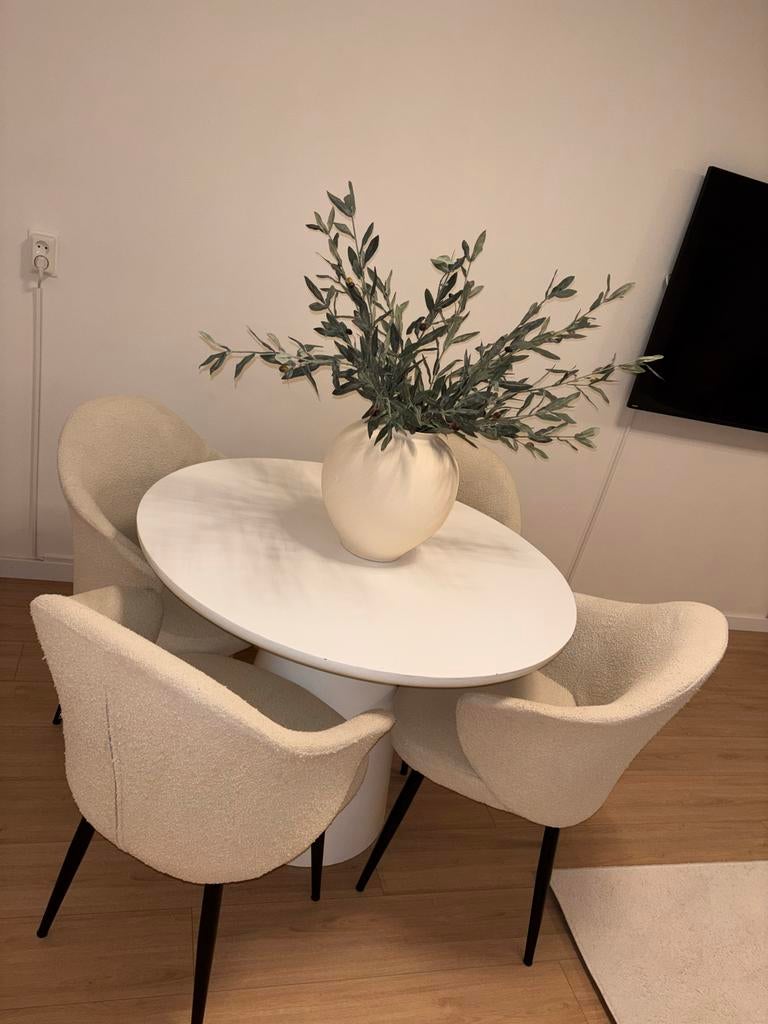 Set van 4 crème teddy stoelen, Ophalen, Gebruikt, Wit, Vier