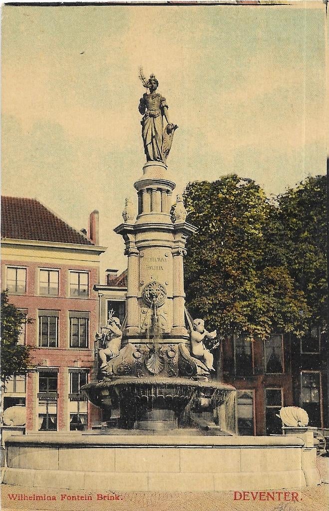 AK Deventer - Wilhelmina Fontein Brink, Verzenden, Voor 1920, Gelopen, Overijssel