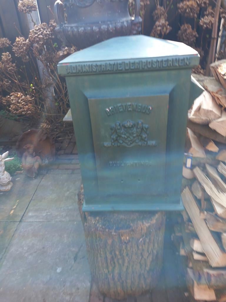Antieke gietijzeren brievenbus Posterijen, Ophalen, Gebruikt, IJzer, Staande brievenbus