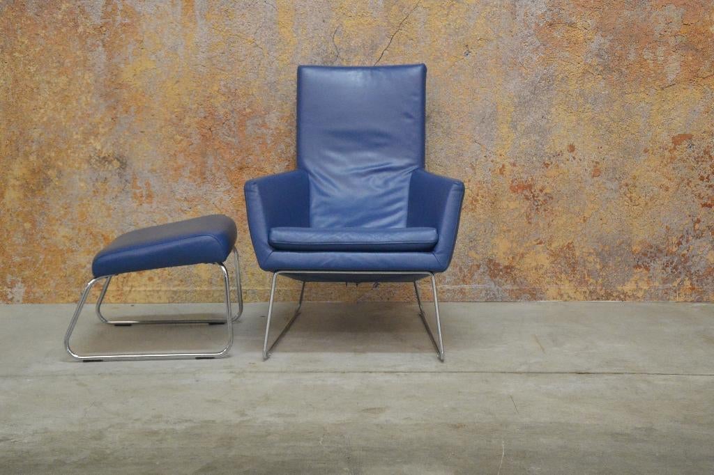 ZGANieuw! blauwe leren Label Don design fauteuils, Label Don, Label Don, Label Don, 75 tot 100 cm