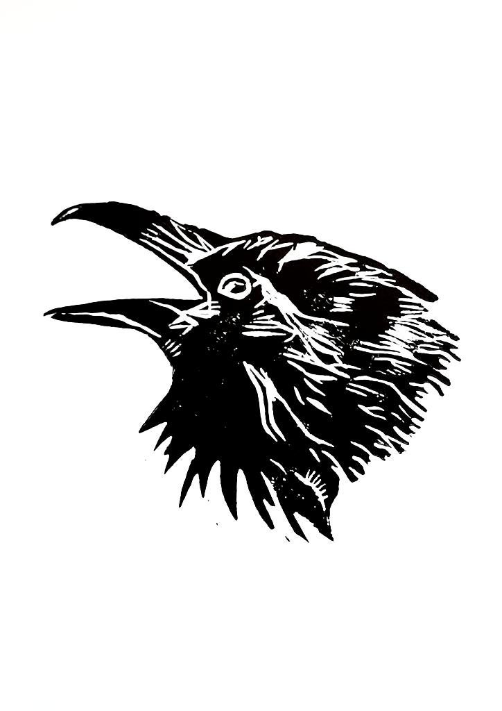 Lino druk 'Raven'., Verzenden