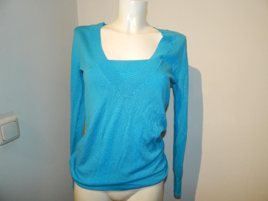 Marccain azuur turquoise trui wol zijde cashmere N3/M