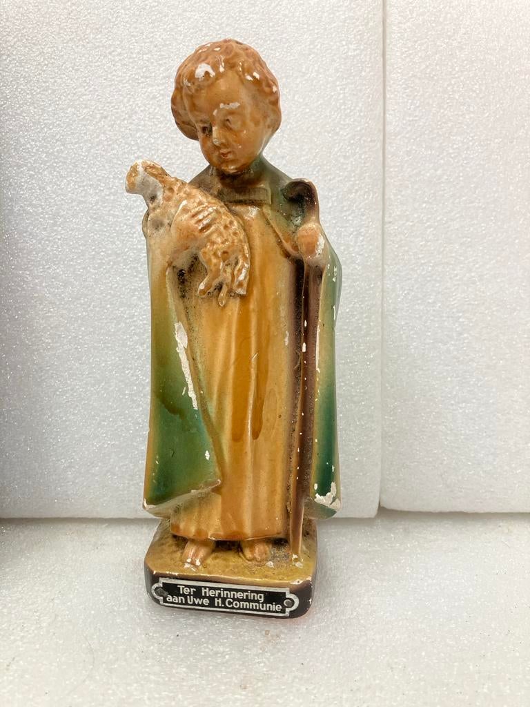 Vintage Beeldje Jezus Goede Herder Communie Herinnering, Ophalen of Verzenden