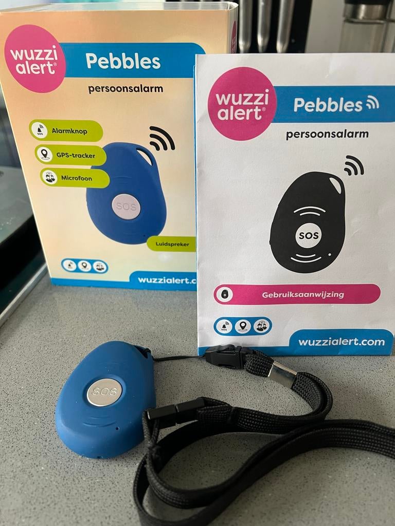 Wuzzi Alert Pebbles Persoonsalarm met GPS-tracker en SOS-kno, Ophalen of Verzenden, Zo goed als nieuw