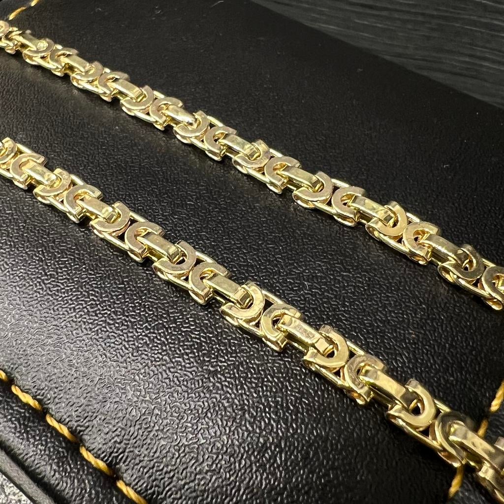 14 karaat gouden platte koningsketting massief schakel, Ophalen of Verzenden, Nieuw, Goud