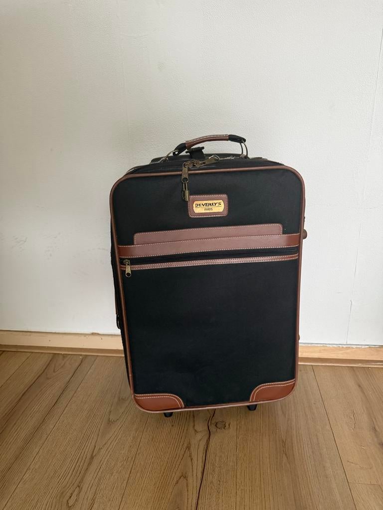 Beverly's Travel Koffer Zwart met Bruine Details, Ophalen, 40 tot 60 cm, Gebruikt, 20 tot 30 cm