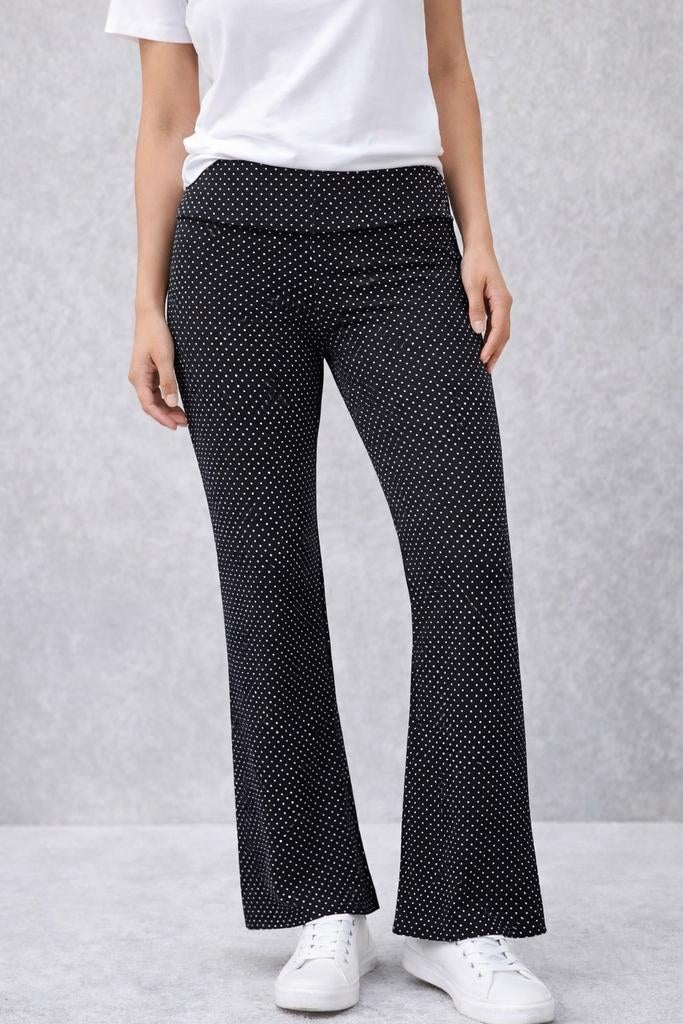 Flared legging zwart wit stipje,costum made, Zwart, Nieuw, Ophalen of Verzenden, Handgemaakt