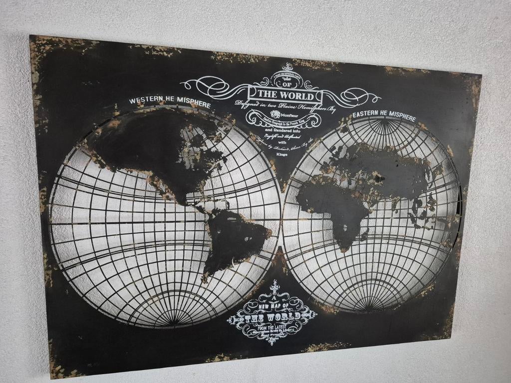Metalen wereldkaart, Ophalen, 50 tot 75 cm, Minder dan 50 cm