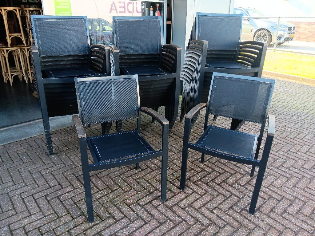 Horecaproof terrasstoelen-terrastafels en veel meer..., Tuin en Terras, Tuinsets en Loungesets, Ophalen, Aluminium, Zo goed als nieuw