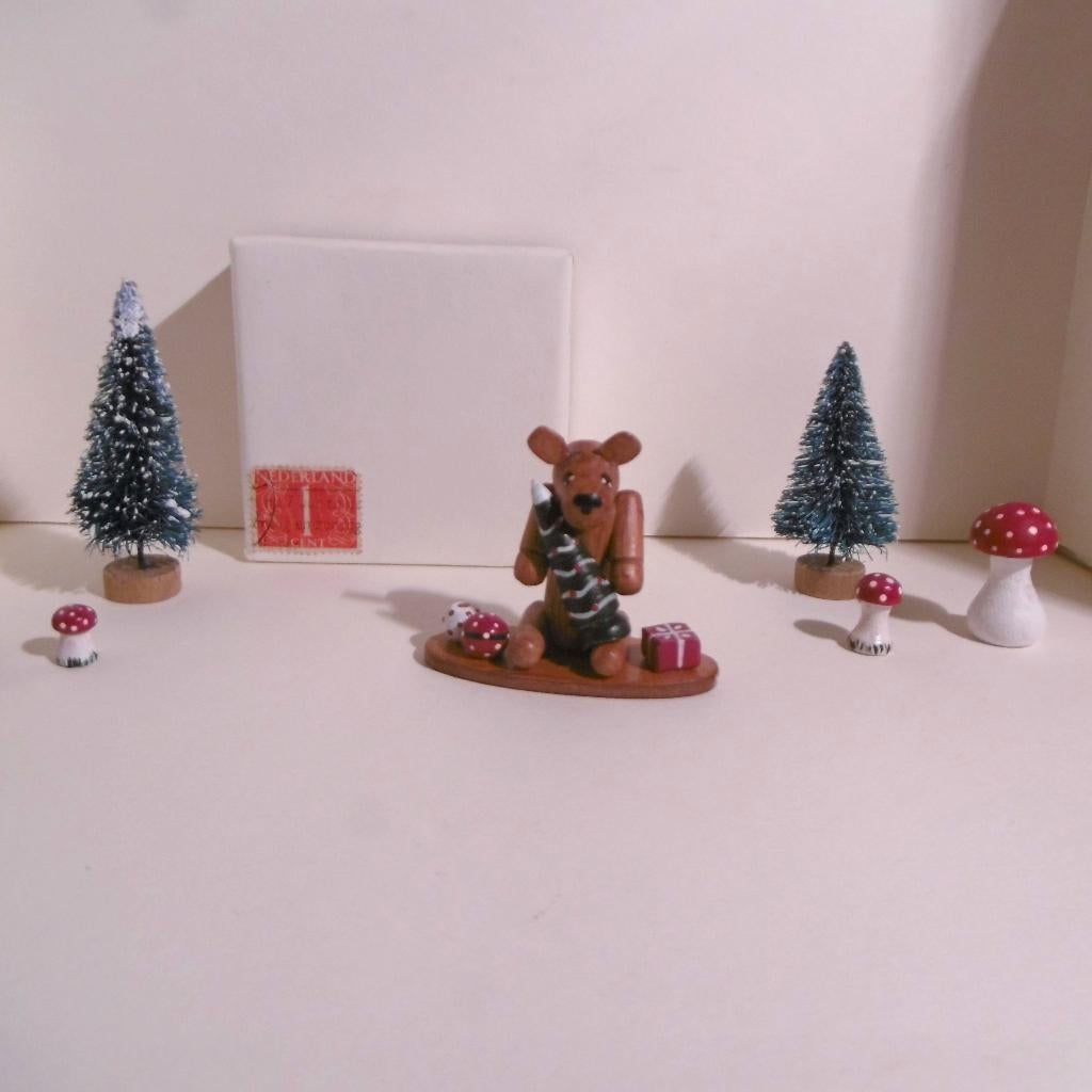 oud houten kerst beer kerstboom ballen poppenhuis speelgoed, Verzenden