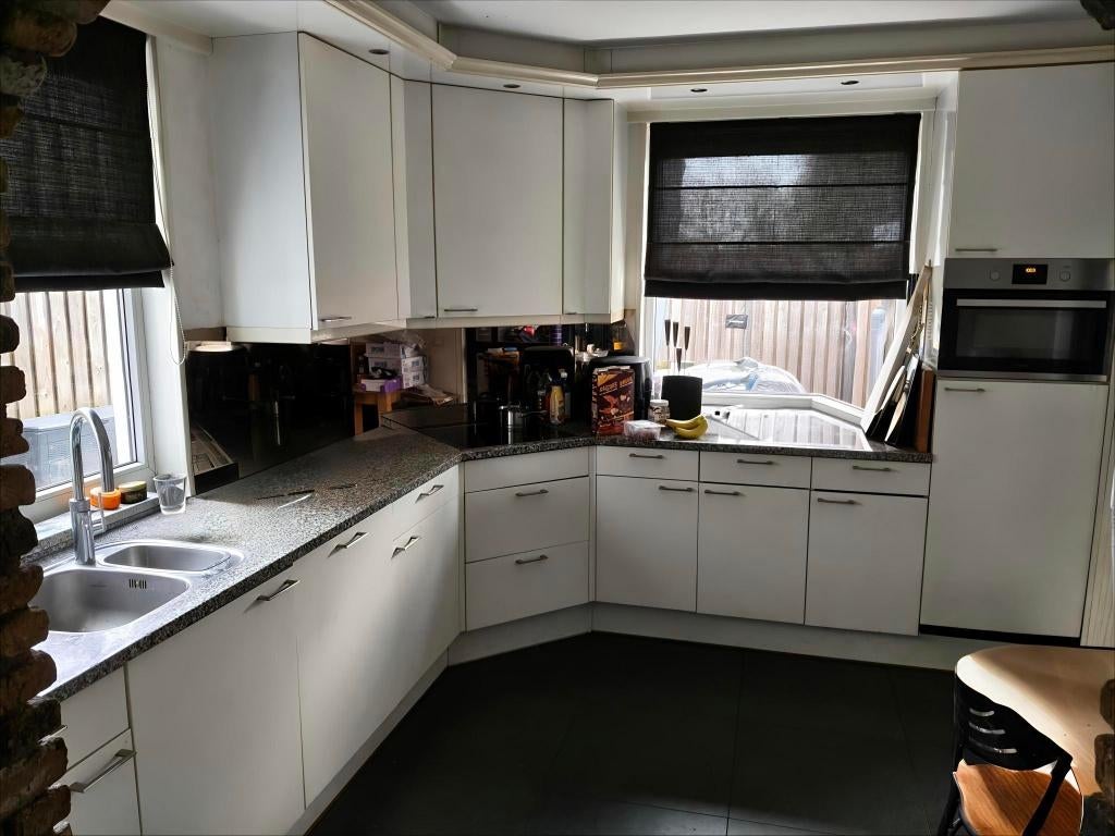 hoek keuken, Huis en Inrichting, Keuken | Complete keukens, Gebruikt, Hoekkeuken, Wit, Graniet of Steen, Ophalen