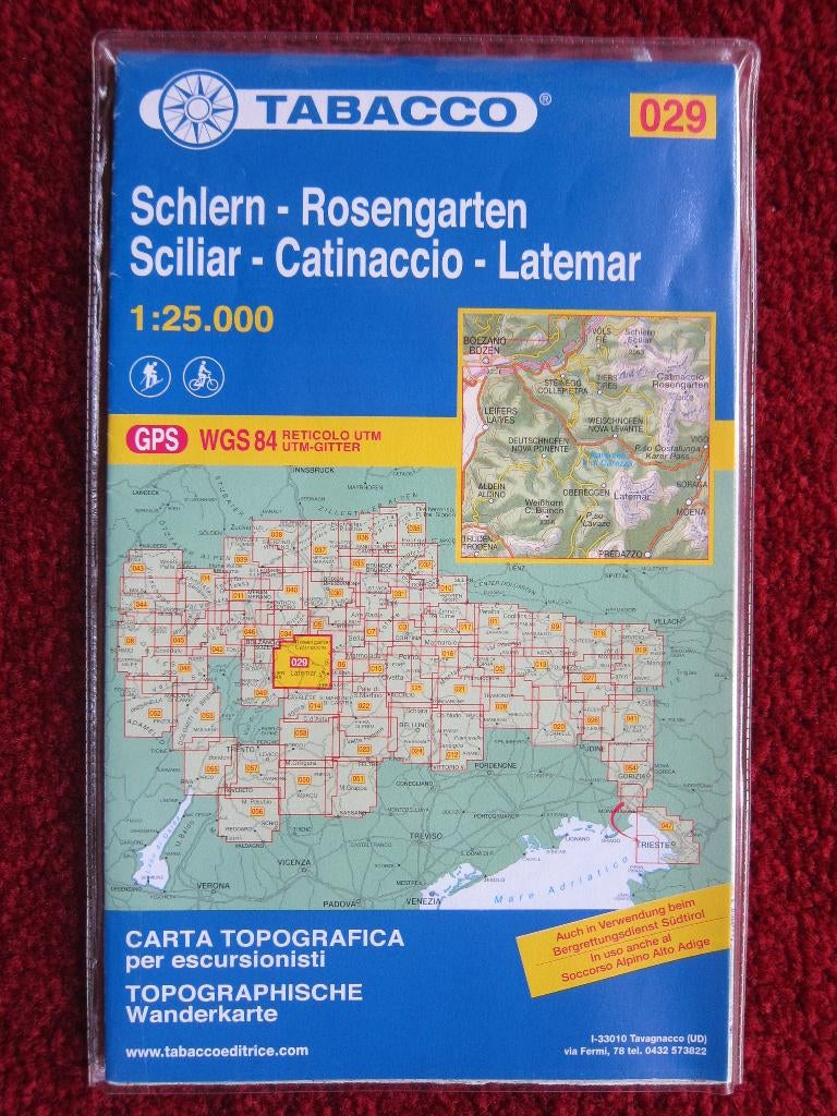 Tabacco Wanderkarte 029 Schlern - Rosengarten, 2010, Boeken, Atlassen en Landkaarten, Verzenden, 2000 tot heden, Italië, Landkaart