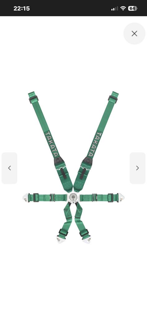 Takata Racing Gordels RACE 4-punts Groen FIA, Auto-onderdelen, Ophalen of Verzenden, Nieuw