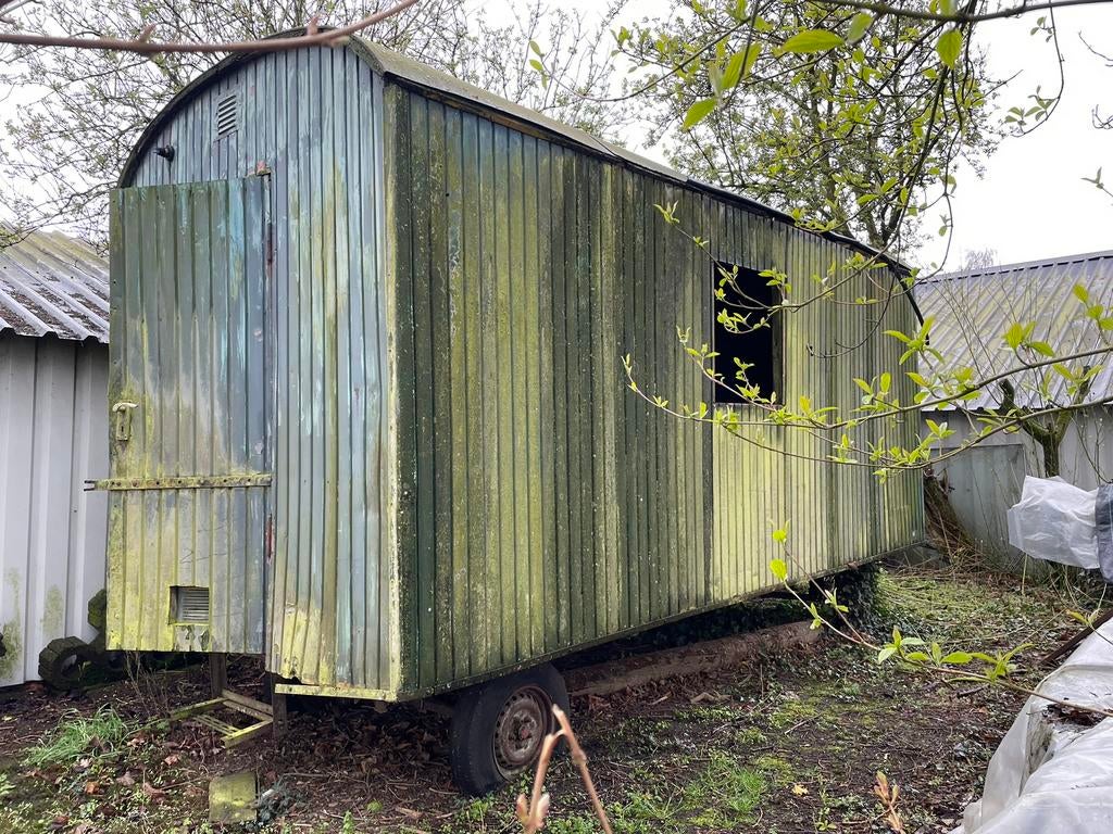 Pipowagen, tinyhouse, schaftkeet opknapper!, Doe-het-zelf en Verbouw, Bouwketen en Schaftketen, Ophalen, Gebruikt