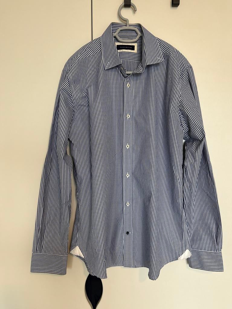 Chamis Club Blauw Geruit Overhemd - Maat L - ZGAN, Kleding | Heren, Overhemden, Zo goed als nieuw, Halswijdte 41/42 (L), Blauw